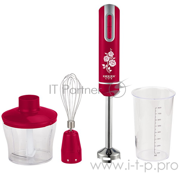 Блендер DELTA LUX DL-7044B красны(8): 800 Вт, регулир. скорости,
