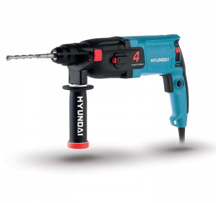 Перфоратор HYUNDAI Перфоратор H 850 { 850Вт, 0-1250 об/мин, 0-5600 ед./мин, патрон SDS-plus, 2,7 кг, + кейс, 3 бура+пика+долото }