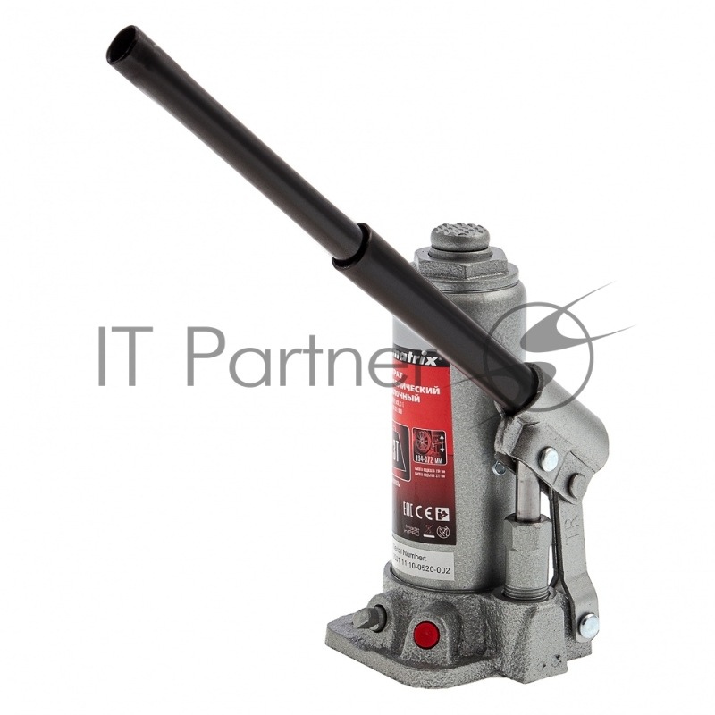 Домкрат MATRIX 50752 бутылочный 3т h подъема 194–372мм в пласт. кейсе