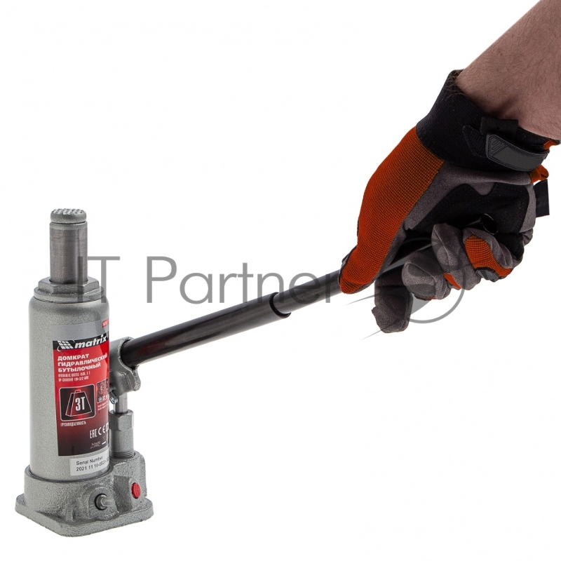 Домкрат MATRIX 50752 бутылочный 3т h подъема 194–372мм в пласт. кейсе
