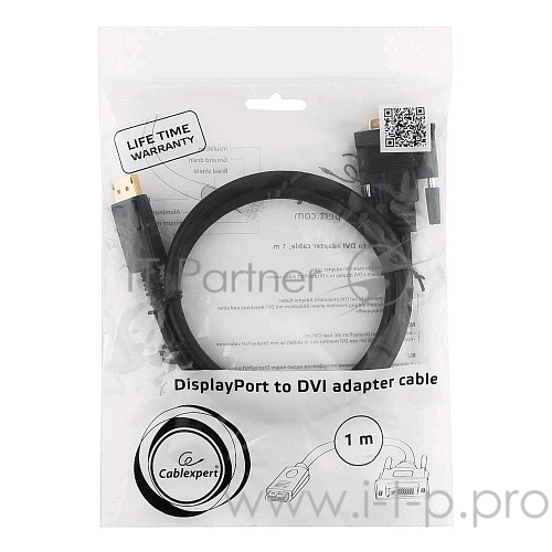 Кабель-переходник DisplayPort<->DVI Gembird Cablexpert CC-DPM-DVIM-1M, позолоченные контакты (1.0м)