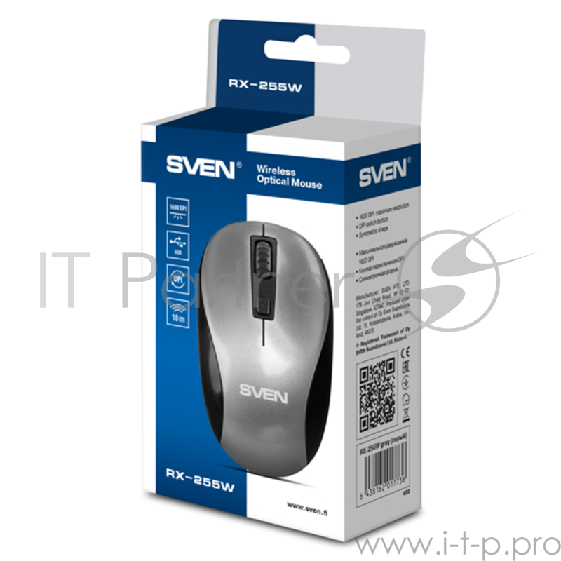 Беспроводная мышь SVEN RX-255W серая (2,4 GHz, 3+1кл. 800-1600DPI, цвет. картон) Беспроводная мышь SVEN RX-255W серая (2,4 GHz, 3+1кл. 800-1600DPI, цвет. картон)