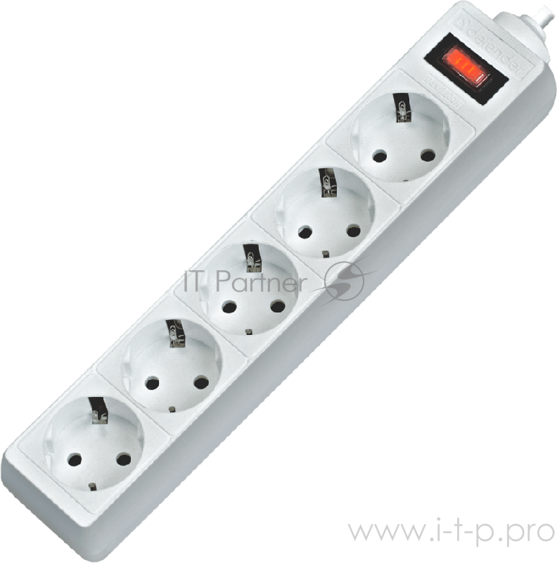 Сетевой фильтр Defender Surge protector ES (5 розеток евр.) 5 m, white (упаков. пакет)