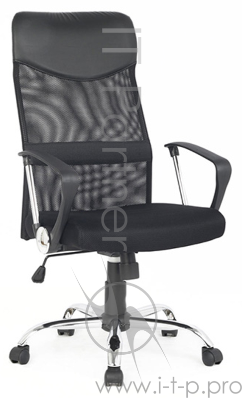 Кресло руководителя COLLEGE H-935L-2 Черный ткань, сетчатый акрил, 120 кг, крестовина хромированный металл, подлокотники черный пластик. (ШxГxВ), см 7
