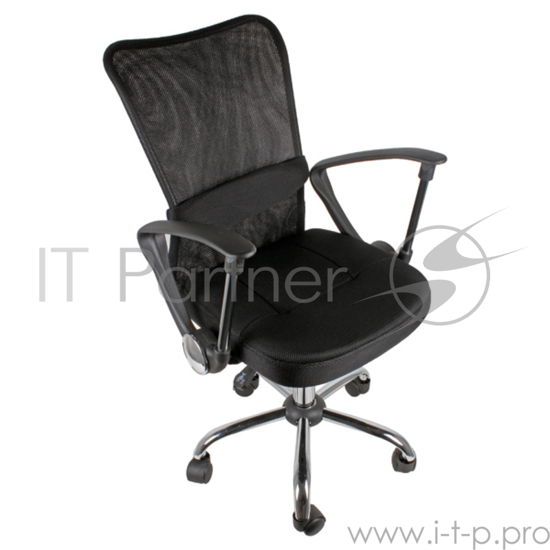 Кресло офисное COLLEGE H-298FA-1 Черный, ткань, сетчатый акрил, 120 кг, крестовина хром, подлокотники черный пластик. (ШxГxВ), см 51x54x90-100