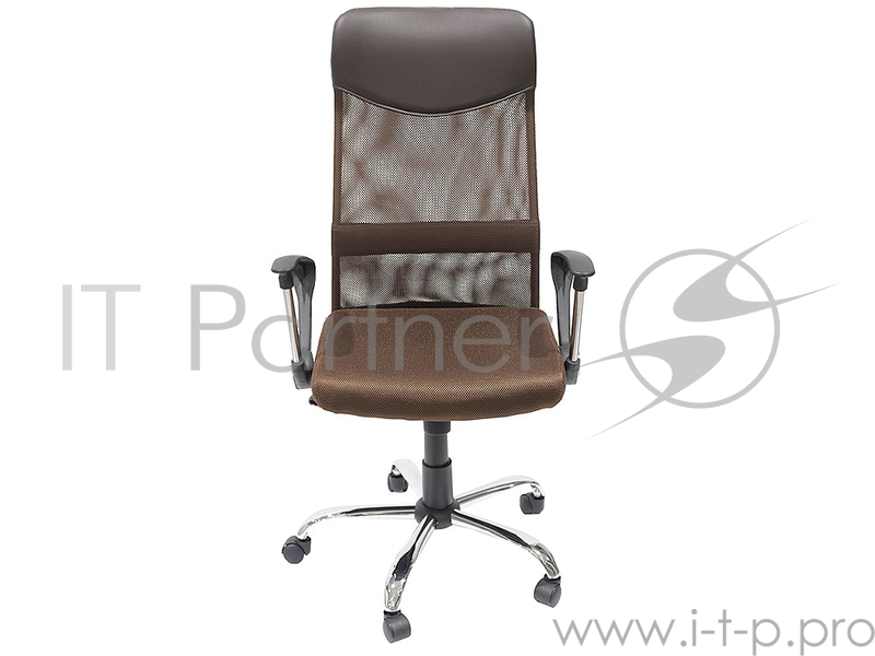 Кресло руководителя COLLEGE H-935L-2 Коричневый, ткань сетчатый акрил, 120 кг, крест. хром/металл, подлокот. черный пластик.