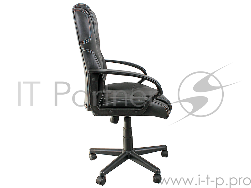 Кресло офисное COLLEGE HLC-0601, черный, экокожа, 120 кг, подлокотники черный пластик/кожа, крестовина черный пластик, (ШxГxВ), см 62x70x108-118 Кресл