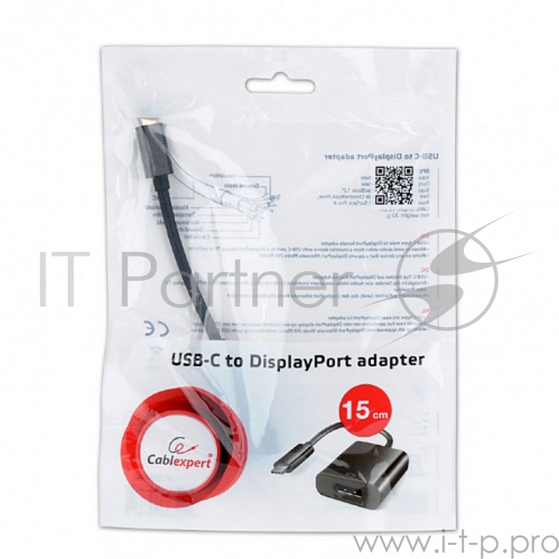 Кабель-переходник USB3.1 C->DisplayPort(F) Gembird Cablexpert A-CM-DPF-01 (0.15м)