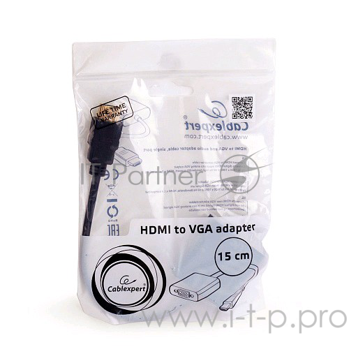 Кабель-переходник HDMI->D-Sub(F)+аудио Gembird Cablexpert A-HDMI-VGA-03 (0.15м)