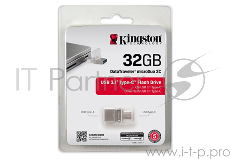 Носитель информации Kingston USB Drive 32Gb DTDUO3C/32GB {USB 3.0/3.1 + Type-C}