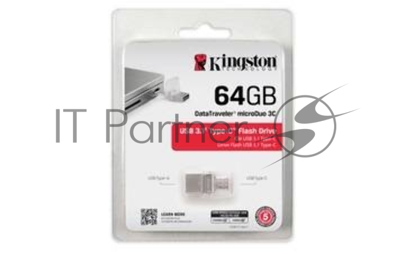 Носитель информации Kingston USB Drive 64Gb DTDUO3C/64GB {USB 3.0/3.1 + Type-C}