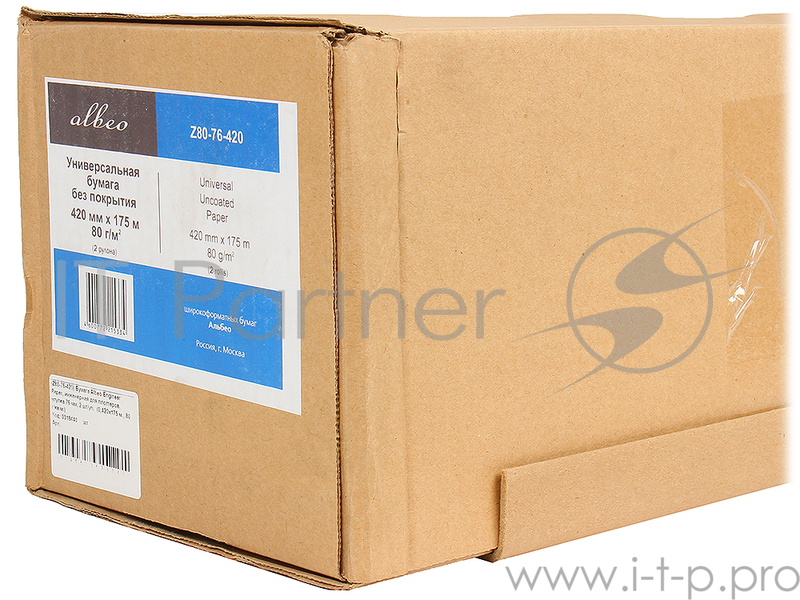 Бумага Albeo Engineer Paper, инженерная для плоттеров, в рулонах, втулка 76 мм, ширина рулона/длина/плотность (0,420х175 м., 80 г/кв.м.)