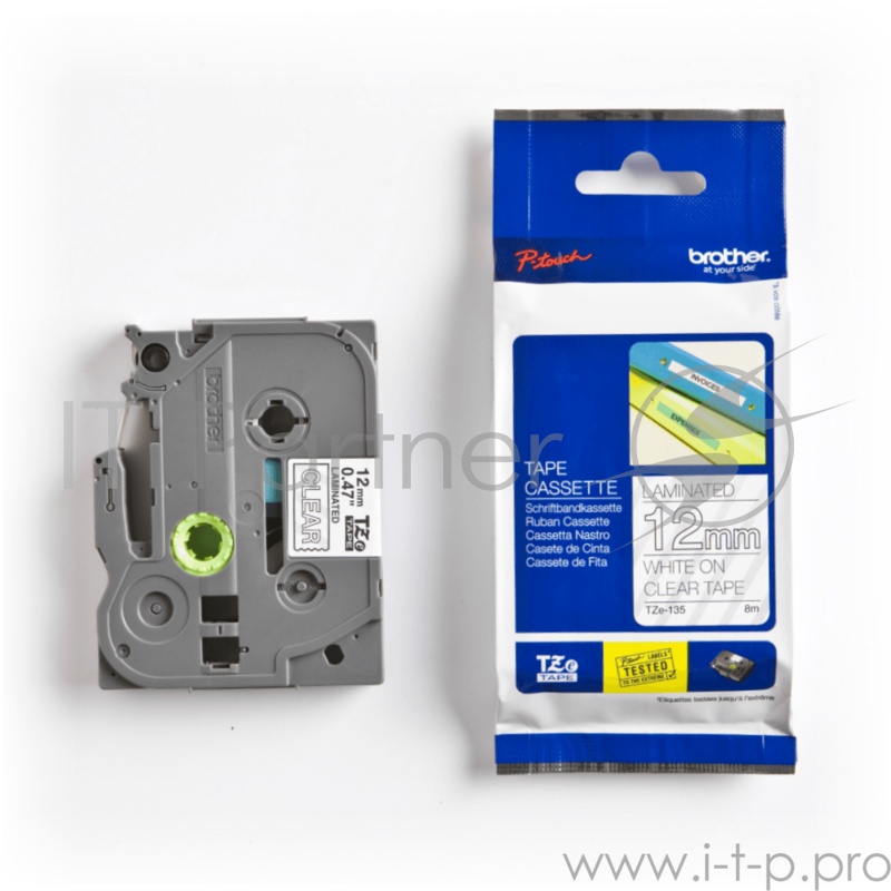 Наклейка ламинированная TZ-E135 (12 мм бел/прозр, TZ-135)