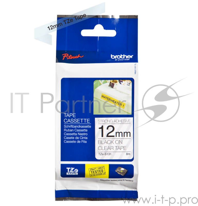 Наклейка ламинированная повышенной адгезии TZ-ES131 (12 мм черн/прозр)