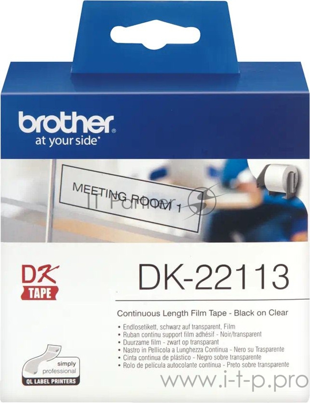 Лента Brother DK-22113 для печати черным на прозрачном фоне 62 мм x 15,24 м