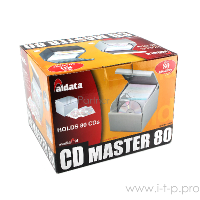 Контейнер д/CD Aidata CD80 (40конв д/2CD,откидн стенка,серый,пластик)