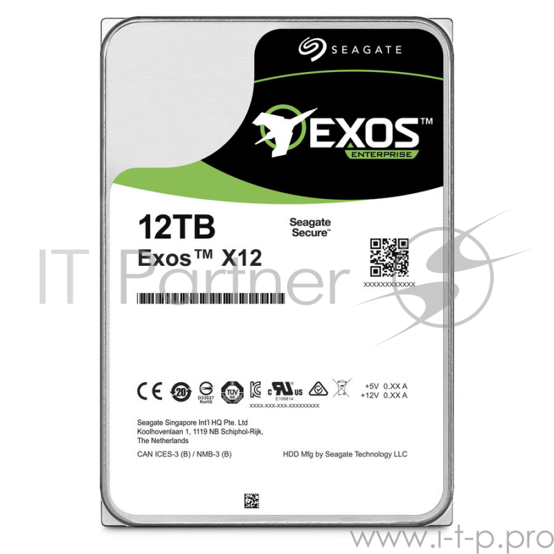 Накопитель на жестком магнитном диске Seagate Жесткий диск Exos X14 HDD 12TB 512E ST12000NM0038 3.5