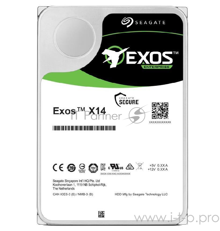Накопитель на жестком магнитном диске Seagate Жесткий диск Exos X14 HDD 12TB 512E ST12000NM0038 3.5