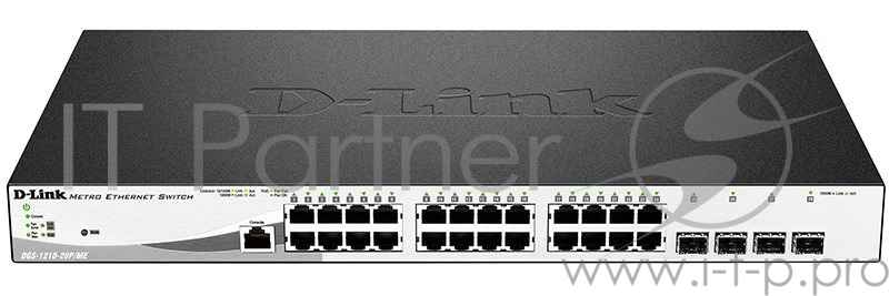 Сетевое оборудование D-Link DGS-1210-28P/ME/A1A/FTA1A PROJ Управляемый коммутатор 2 уровня с 24 портами 10/100/1000Base-T с поддержкой PoE и 4 портами 1000Base-X SFP