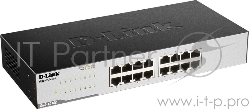 Коммутатор D-Link DGS-1016C/B1A Неуправляемый коммутатор с 16 портами 10/100/1000Base-T, функцией энергосбережения и поддержкой QoS