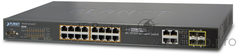 Управляемый коммутатор Planet IPv6 Managed 16-Port 802.3at PoE Gigabit Ethernet Switch + 4-Port SFP (230W)