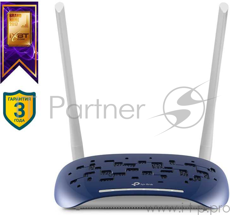 Маршрутизатор TP-Link VDSL/ADSL 300Mbps Wi-Fi VDSL/ADSL Modem Router, 802.11b/g/n, 300Mbps at 2.4GHz, 4 FE LAN ports, 2 fixed antennas, Clound Support, with VDSL splitter, Annex A/B
