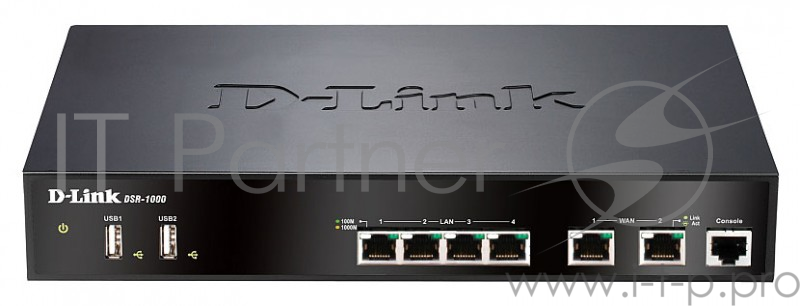 Сетевое оборудование D-Link DSR-1000/A1A Межсетевой экран с поддержкой VPN, 2 портами WAN + 4 портами LAN 10/100/1000Base-TX
