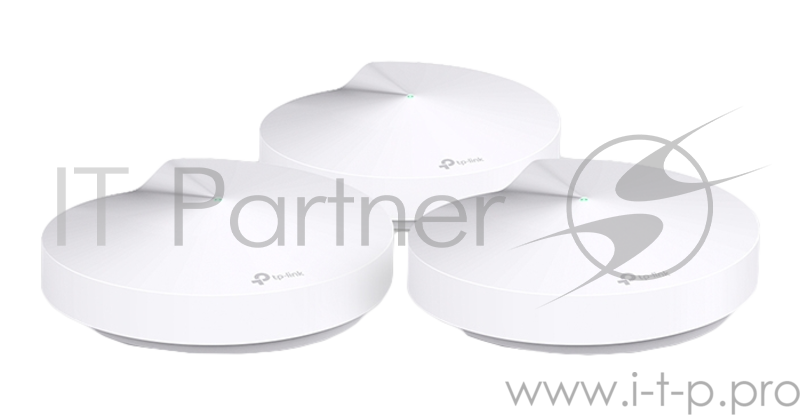Маршрутизатор TP-Link TP-Link DECO M5(3-PACK) AC1300 Домашняя Wi-Fi система, чипсет Qualcomm, два диапазона (Dual-Band), поддержка стандартов 802.11ac/a/b/g/n, 717 МГц четырёхъядерный процессор, Bluetooth 4.2, 2 гигабитных порта Ethernet, 1 порт USB