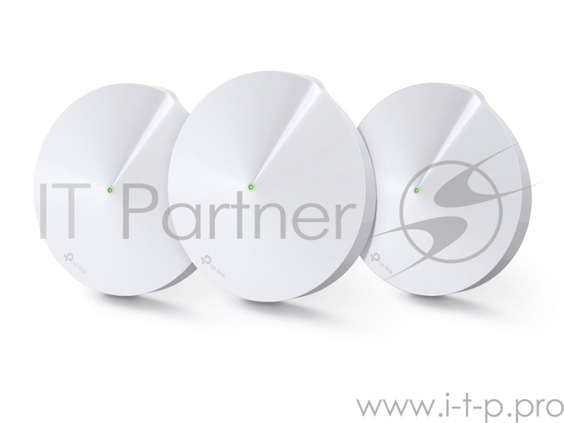 Маршрутизатор TP-Link TP-Link DECO M5(3-PACK) AC1300 Домашняя Wi-Fi система, чипсет Qualcomm, два диапазона (Dual-Band), поддержка стандартов 802.11ac/a/b/g/n, 717 МГц четырёхъядерный процессор, Bluetooth 4.2, 2 гигабитных порта Ethernet, 1 порт USB