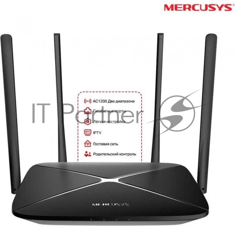 Mercusys AC12G AC1200 Двухдиапазонный Wi-Fi роутер,до 867 Мбит/с на 5 ГГц + до 300 Мбит/с на 2,4 ГГц, 802.11ac/a/b/g/n