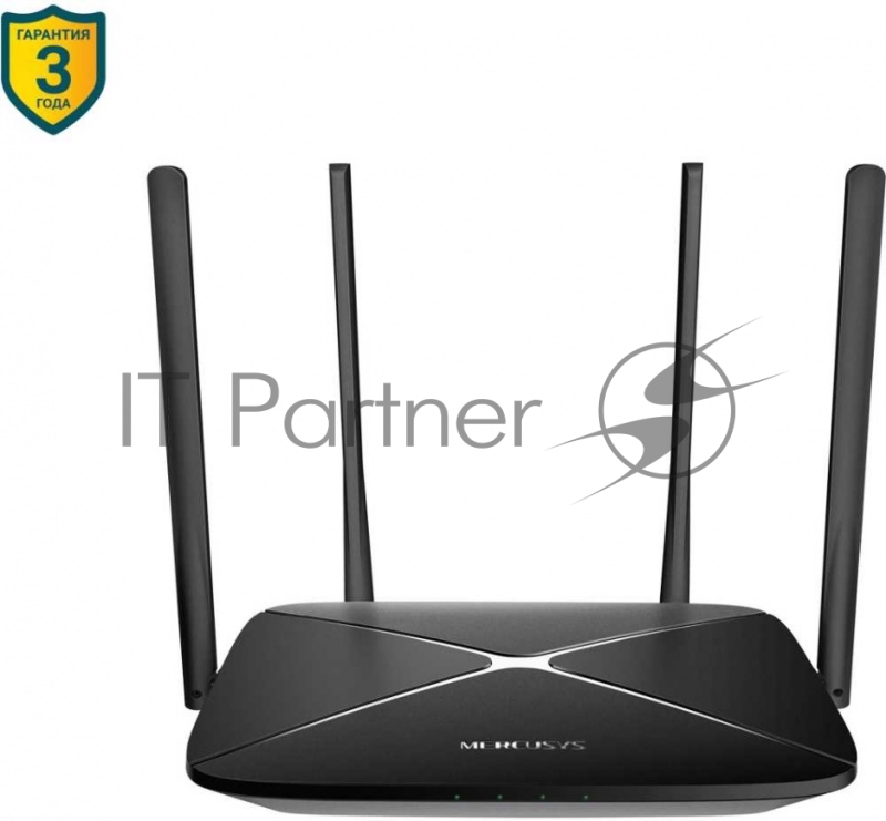 Mercusys AC12G AC1200 Двухдиапазонный Wi-Fi роутер,до 867 Мбит/с на 5 ГГц + до 300 Мбит/с на 2,4 ГГц, 802.11ac/a/b/g/n