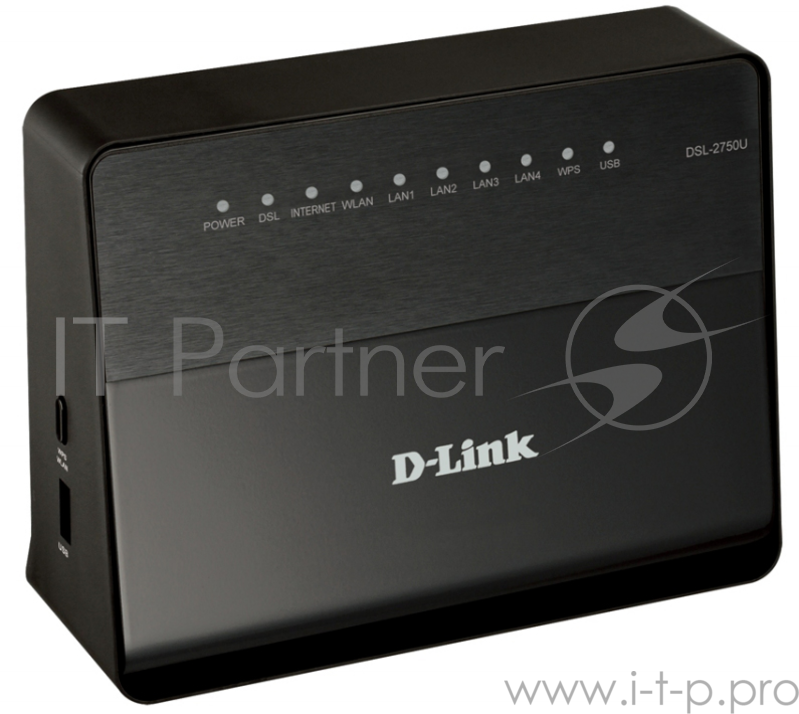 Маршрутизатор беспроводной D-Link DSL-2750U/RA/U3A ADSL черный