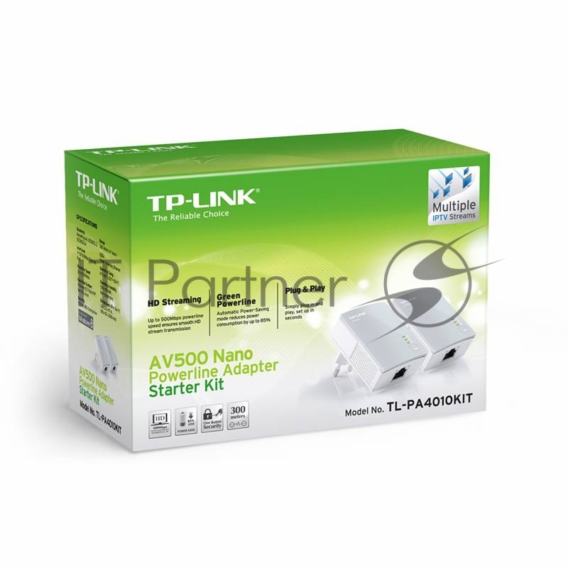 Сетевое оборудование TP-Link TL-PA4010KIT AV600 Nano Powerline Ethernet Adapter Starter Kit, Ultra Compact Size, 500Mbps Powerline Datarate, 10/100Mbps Fast Ethernet, HomePlug AV, Green Powerline, Plug and Play, Twin Pa