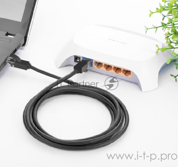 Патч-корд Greenconnect Патч-корд UTP прямой 0.5 m AWG24 кат.5е, RJ45, медь, литой, многожильный, пластик пакет (Черный) (GCR-LNC06-0.5m)