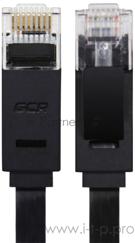 Патч-корд Greenconnect плоский прямой PROF 20.0m UTP медь, кат.6, черный, позолоченные контакты, 30 AWG, Premium ethernet high speed 10 Гбит/с, RJ45, T568B (GCR-LNC616-20.0m)