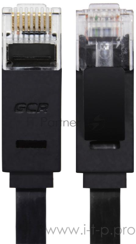 Патч-корд Greenconnect плоский прямой PROF 1.5m UTP медь, кат.6, черный, позолоченные контакты, 30 AWG, Premium ethernet high speed 10 Гбит/с, RJ45, T568B (GCR-LNC616-1.5m)