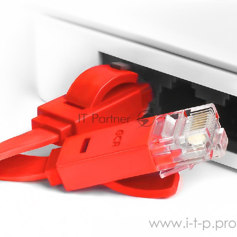 Greenconnect Патч-корд PROF плоский прямой 20.0m, UTP медь кат.6, красный, позолоченные контакты, 30 AWG, GCR-LNC624-20.0m, ethernet high speed 10 Гбит/с, RJ45, T568B Greenconnect Патч-корд PROF плоский прямой 20.0m, UTP медь кат.6, красный, позолоче
