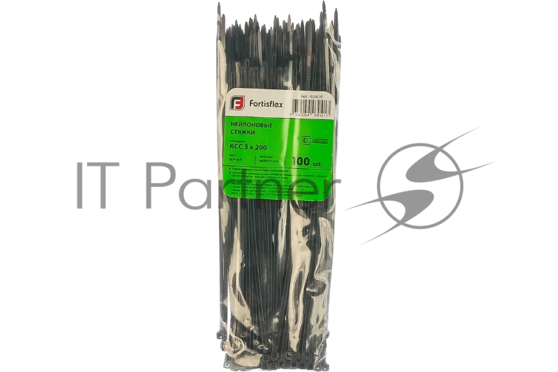 Нейлоновые стяжки FORTISFLEX КСС 3х200 мм черный 100 штук 49409