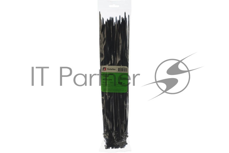 Нейлоновые стяжки FORTISFLEX КСС 4х370 черный 100 штук 49414