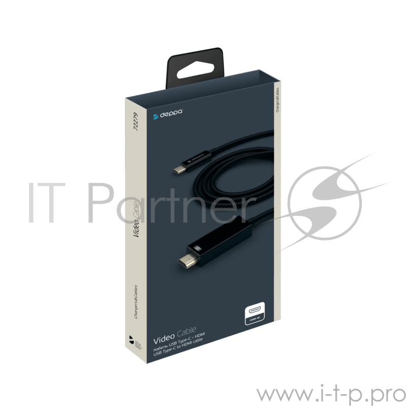 Кабель Deppa Кабель USB Type-C - HDMI, 4K, 60Hz, 1.8м, черный, Deppa