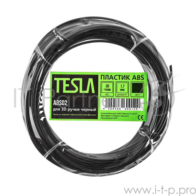 Пластик ABS TESLA ABS02 для 3D ручки чёрный 10м