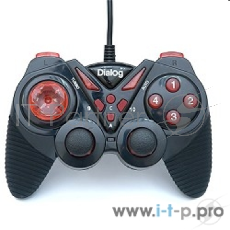 Геймпад Dialog Action GP-A13, черно-красный {Геймпад, вибрация, 12 кнопок, USB}