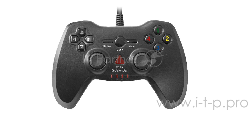 Геймпад DEFENDER Archer USB-PS2/3, Проводной геймпад, 12 кнопок, 2 стика 64248