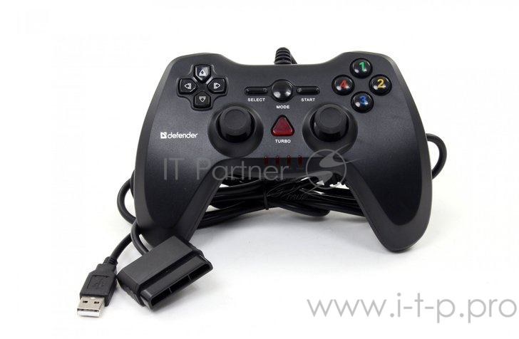 Геймпад DEFENDER Archer USB-PS2/3, Проводной геймпад, 12 кнопок, 2 стика 64248