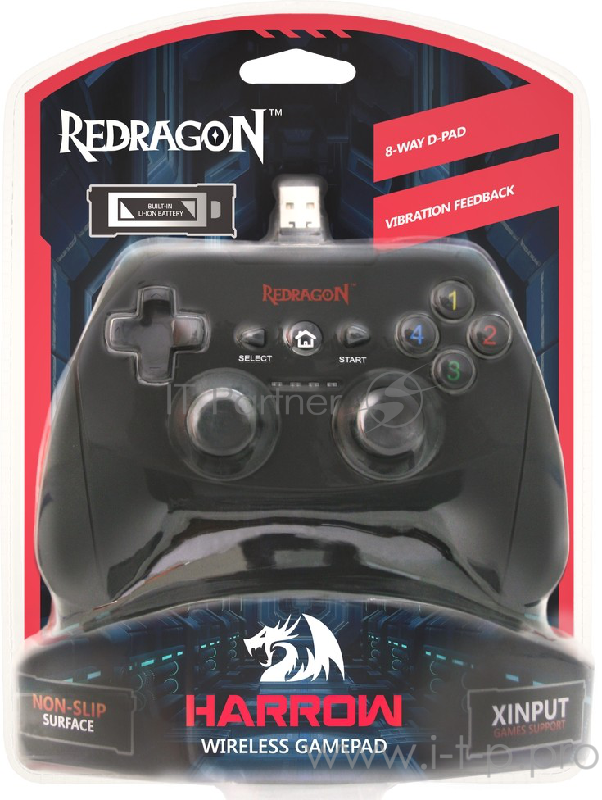 Геймпад Redragon Беспроводной геймпад Harrow USB Xinput-PS3, радио, Li-Ion 64230