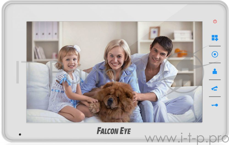 Домофоны Falcon Eye FE-70C4 цветной 7 дюймов, сенсорные кнопки, подключение 4 выз панели, и 3 доп. монитора