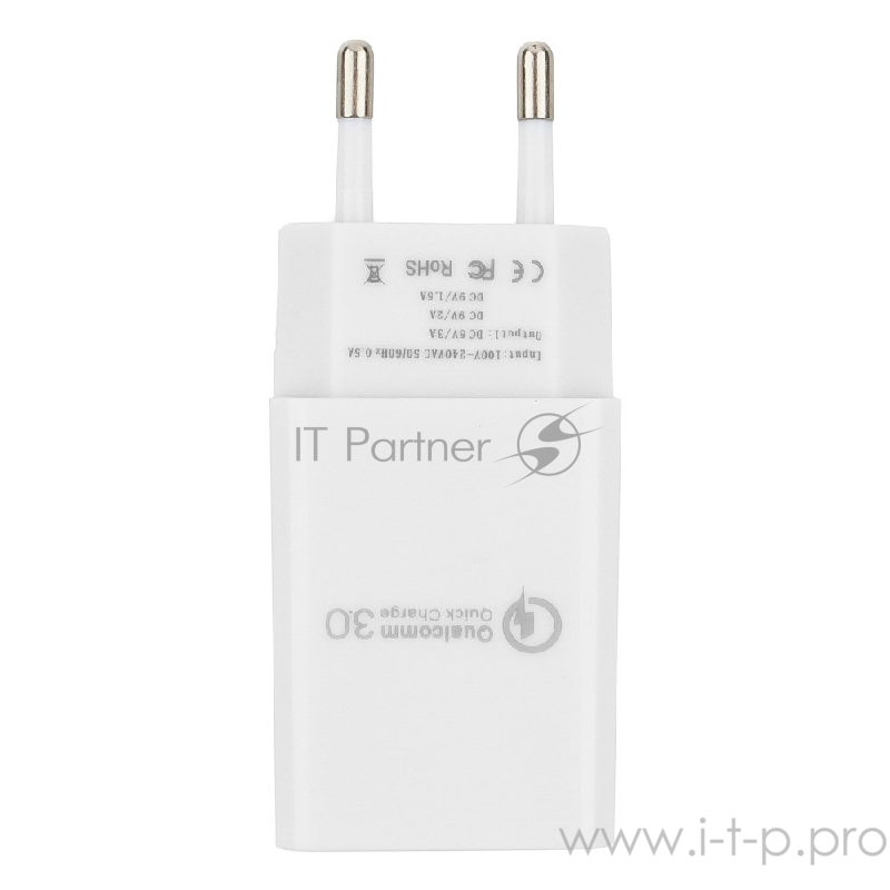 Адаптер питания Cablexpert MP3A-PC-16, QC 3.0, 100/220V - 1 USB порт 5/9/12V, белый