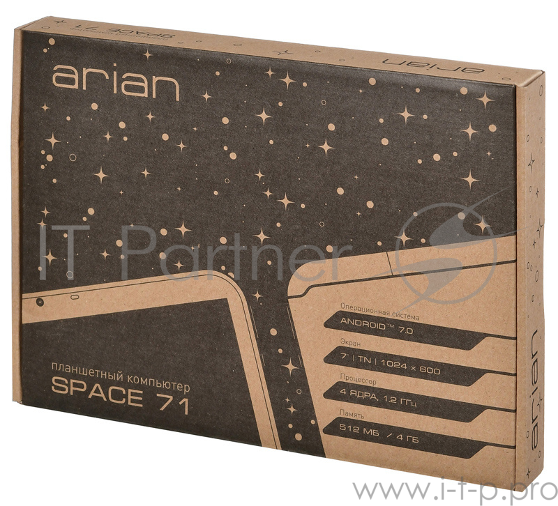 Планшет Arian Space 71 SC7731C (1.2) 4C/RAM512Mb/ROM4Gb 7 TN 1024x600/3G/Android 7.0/черный/0.3Mpix