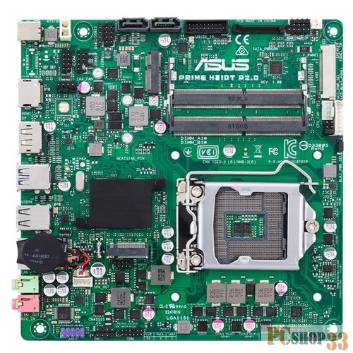 ASUS PRIME H310T R2.0/CSM, LGA1151, H310, 2(SO-DIMM)*DDR4, HDMI + DP, SATA3, Audio, Gb LAN, USB 3.1*4, USB 2.0*7, COM*1 header (w/o cable), mITX ; 90