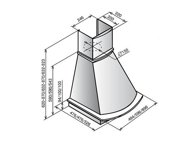 Вытяжка каминная Эликор Ротонда 60П-650-П3Л бежевый/дуб выбеленный
